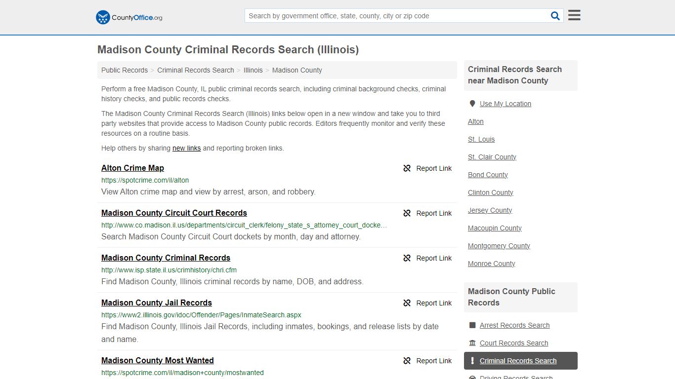 Madison County Criminal Records Search (Illinois) - County Office