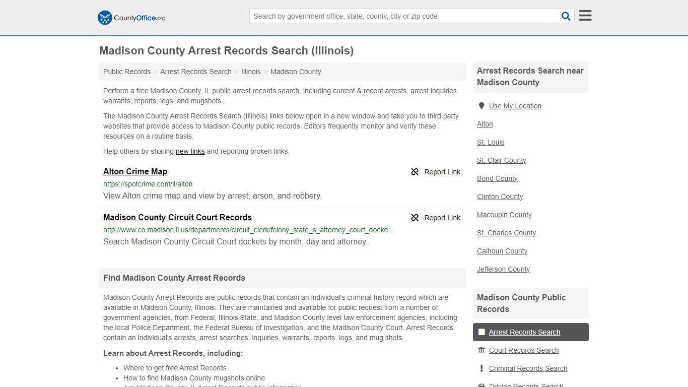 Madison County Arrest Records Search (Illinois) - County Office